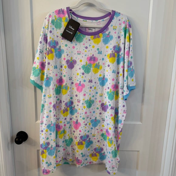 Loungefly Disney Mickey Birthday Celebration Unisex Ringer Tee - Picture 6 of 8